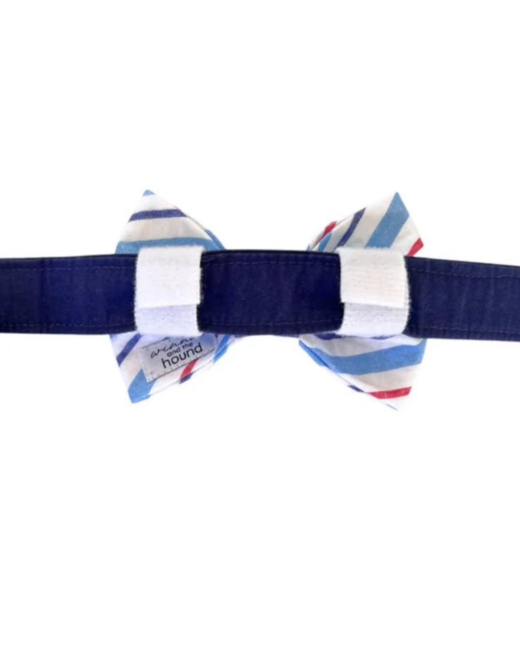 Take a Bow Red White + Blue Striped Bow Tie - Image 4