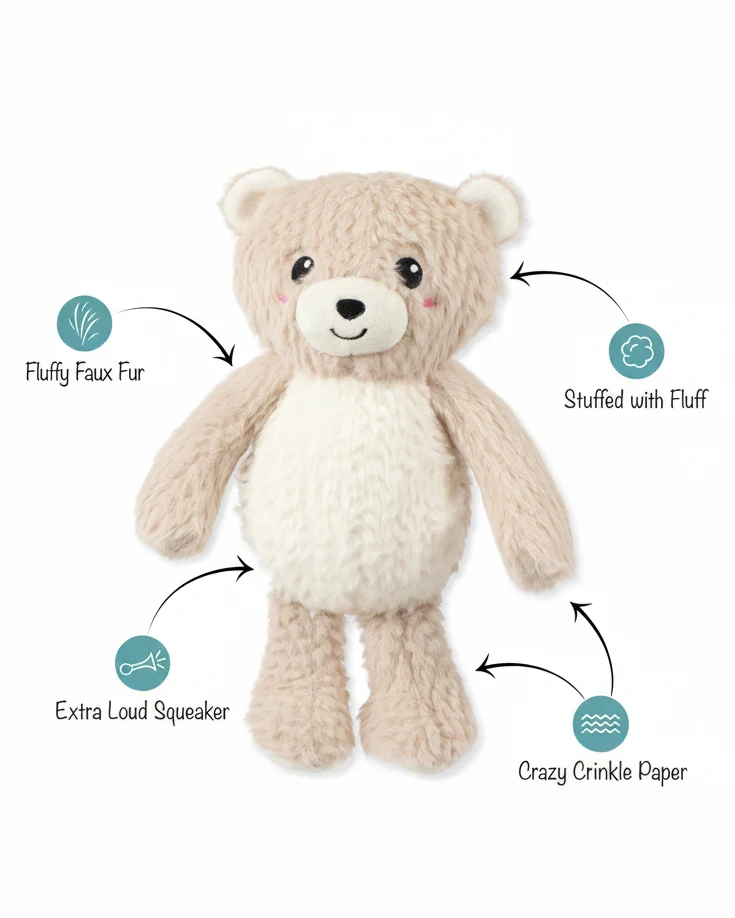 Bear With Me Plush Dog Toy - Image 3