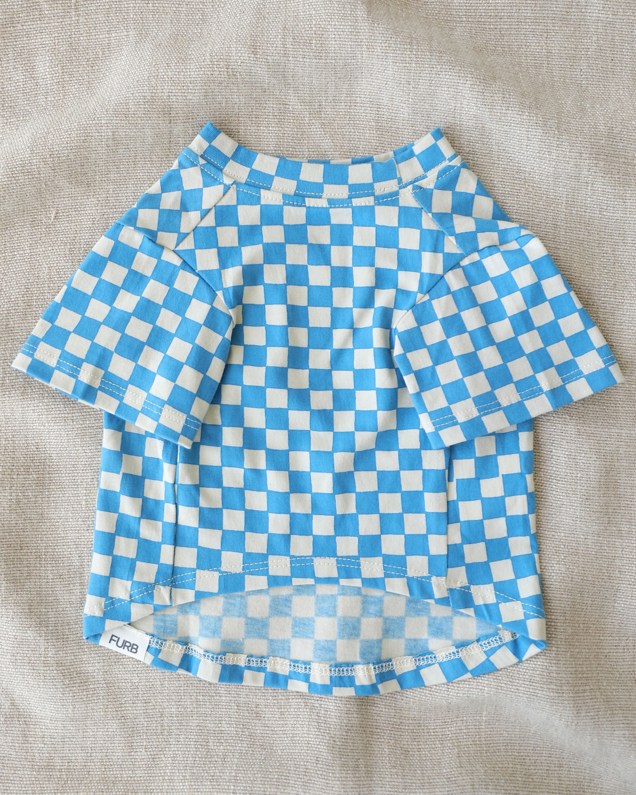 Make a Move Blue Mini Check Print Dog T-Shirt - Image 2