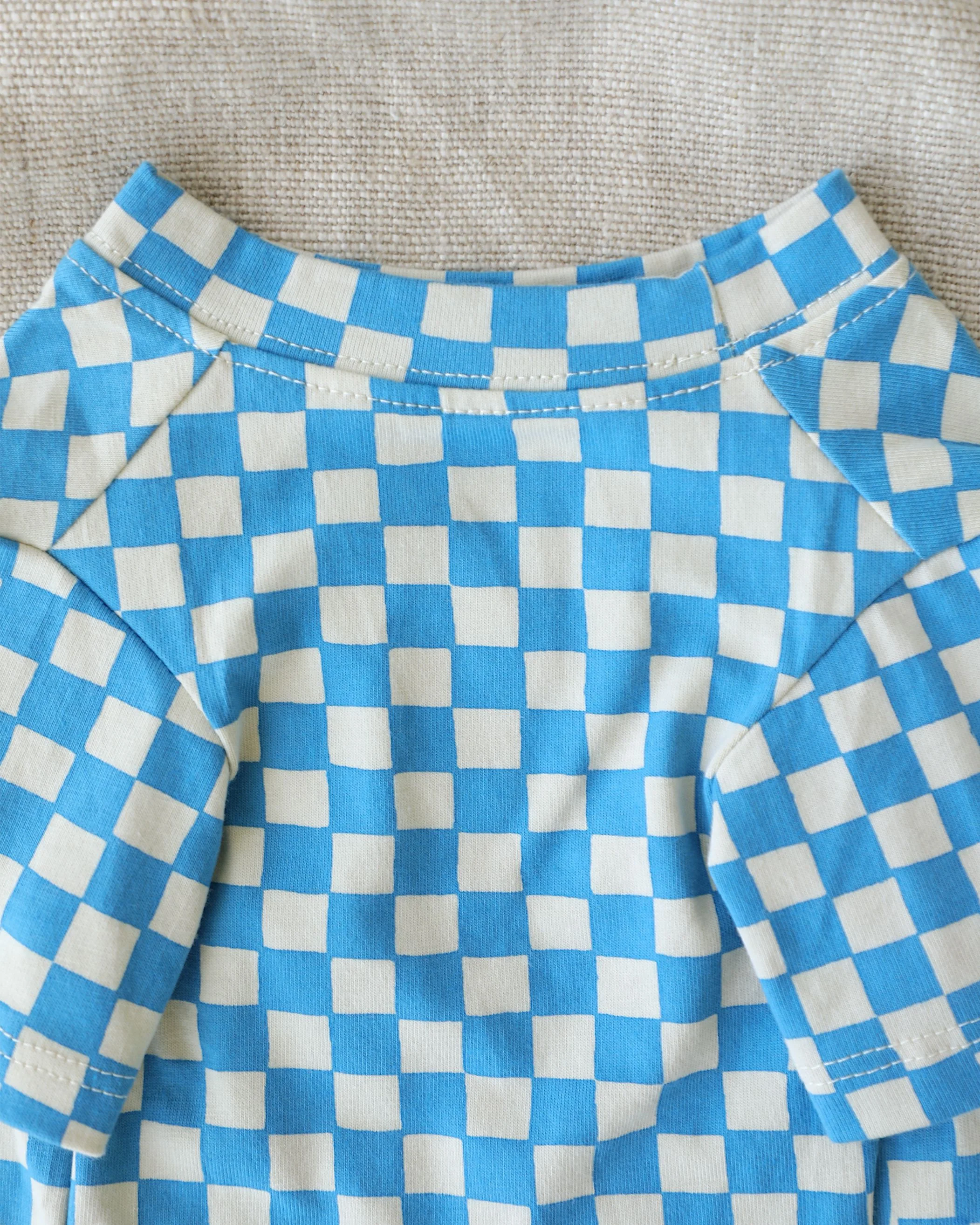 Make a Move Blue Mini Check Print Dog T-Shirt - Image 3