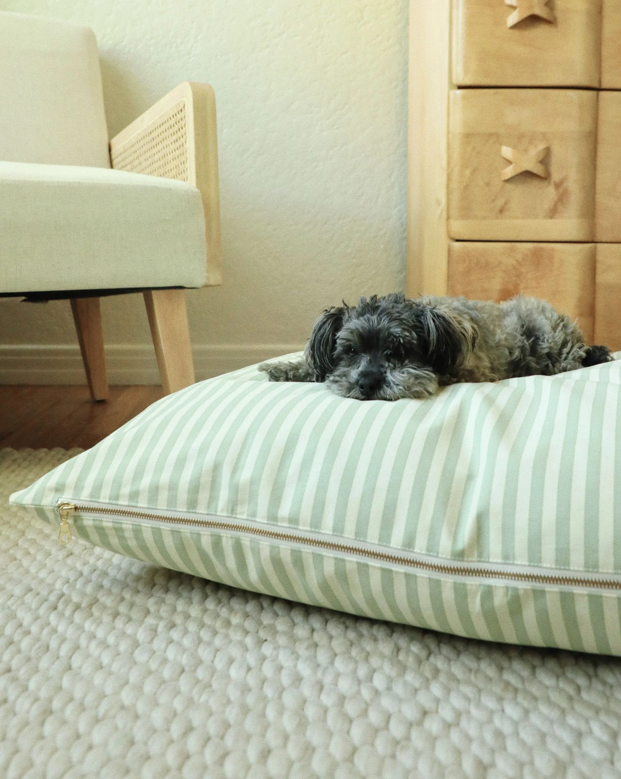 Capri Green Striped Dog Bed