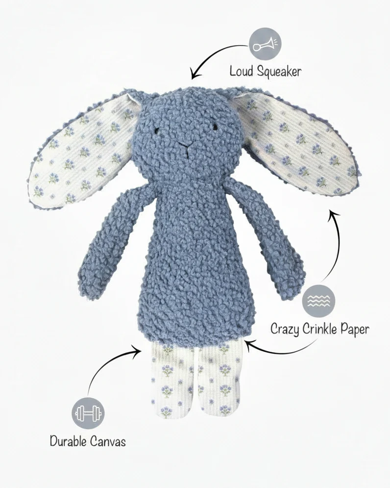 Hop To It Blue Boucle Bunny Toy - Image 3