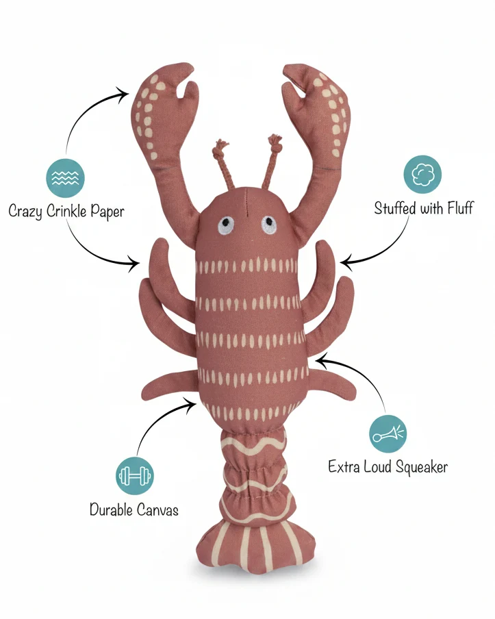 Lobster Roll Canvas Dog Toy - Image 3