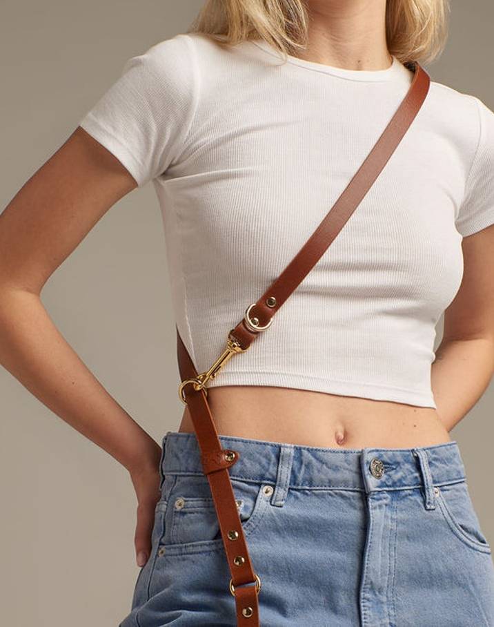 Multi-Position Brown Leather Dog Leash - Image 5