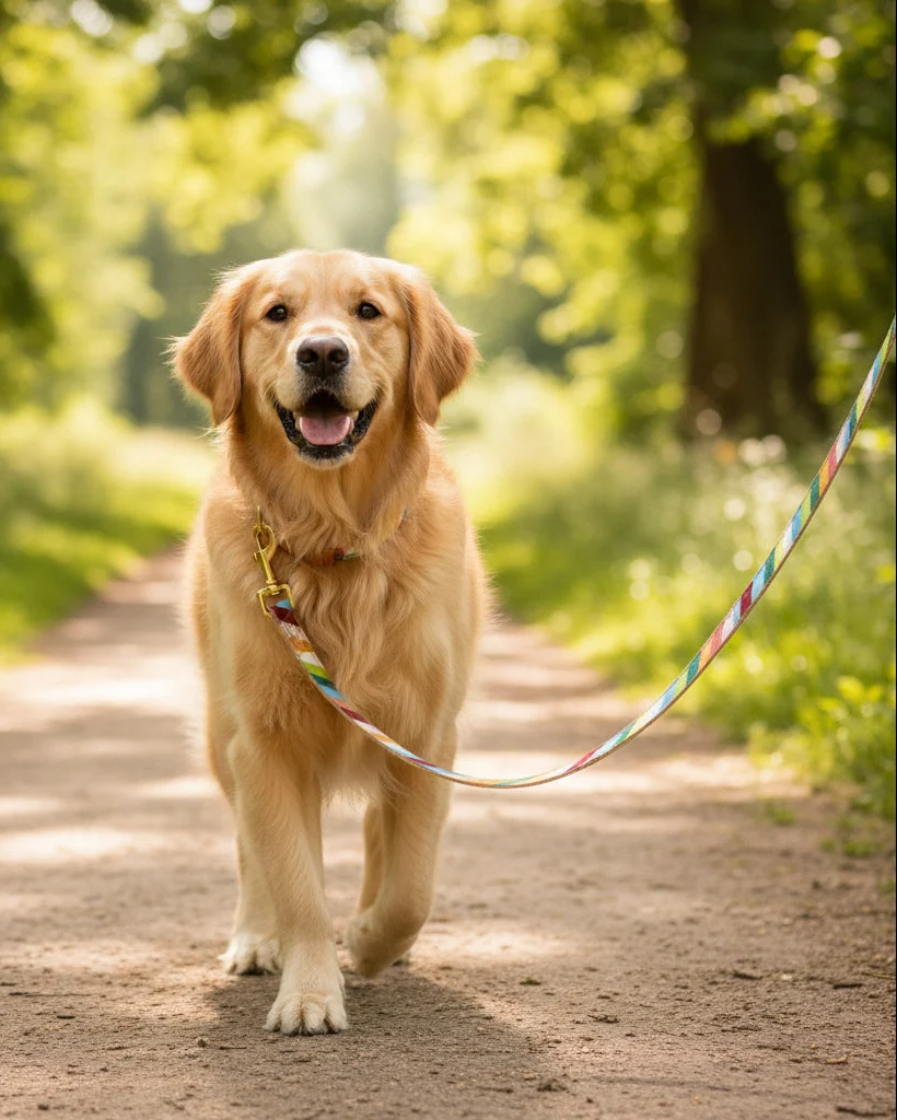 Sunny Stroll Retro Stripe Dog Leash - Image 2