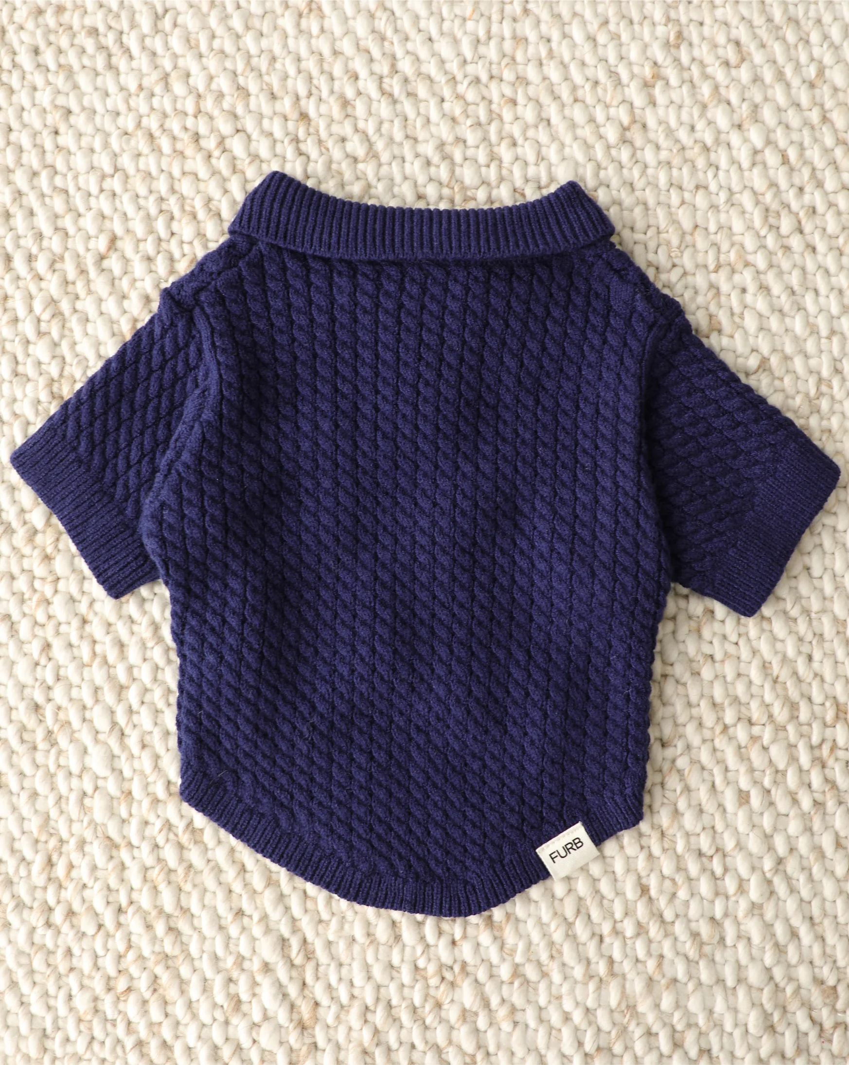 Little Skipper Navy Cable Knit Polo Sweater - Image 5