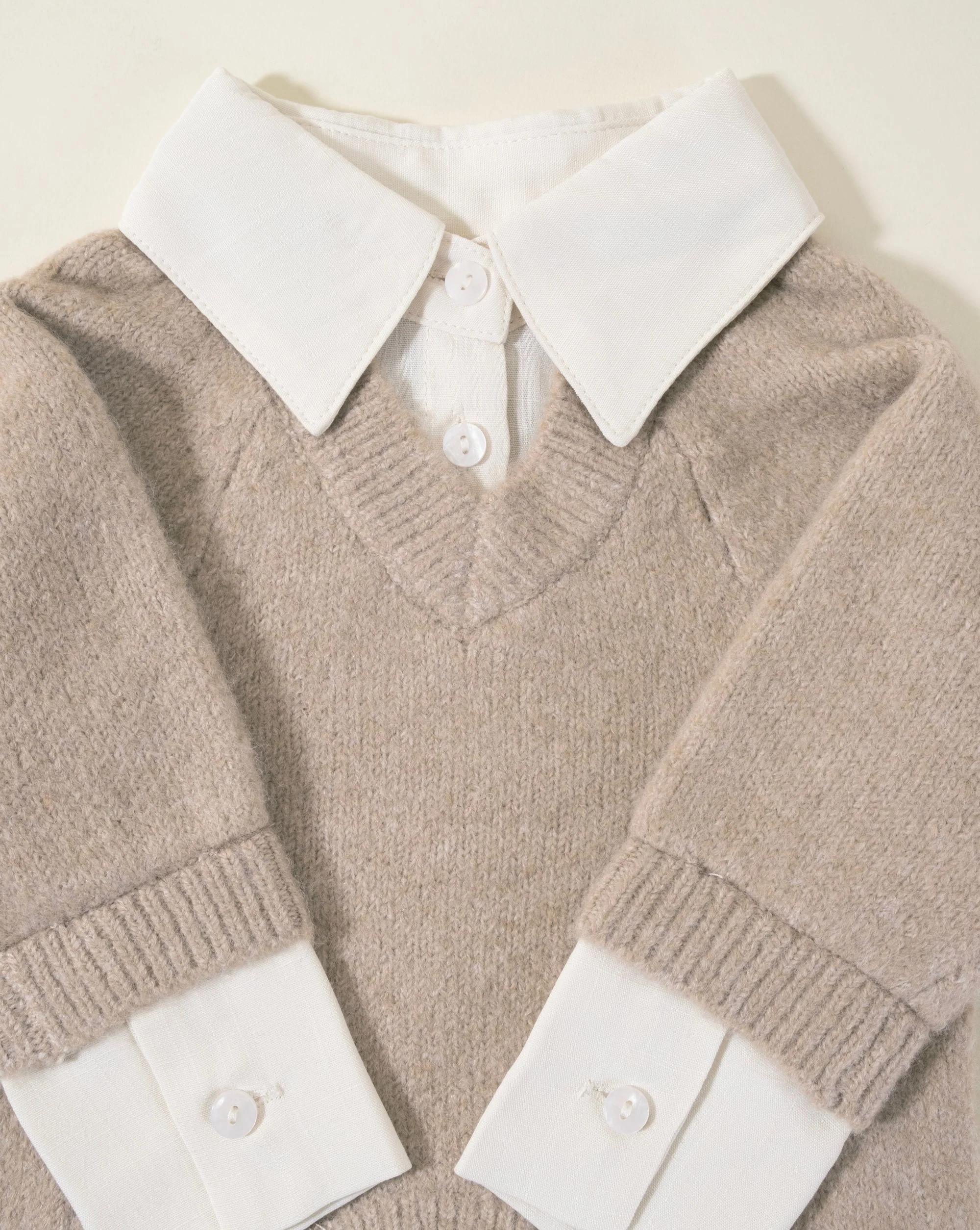 Like A Boss Two-fer Collared Tan Dog Sweater - Image 3