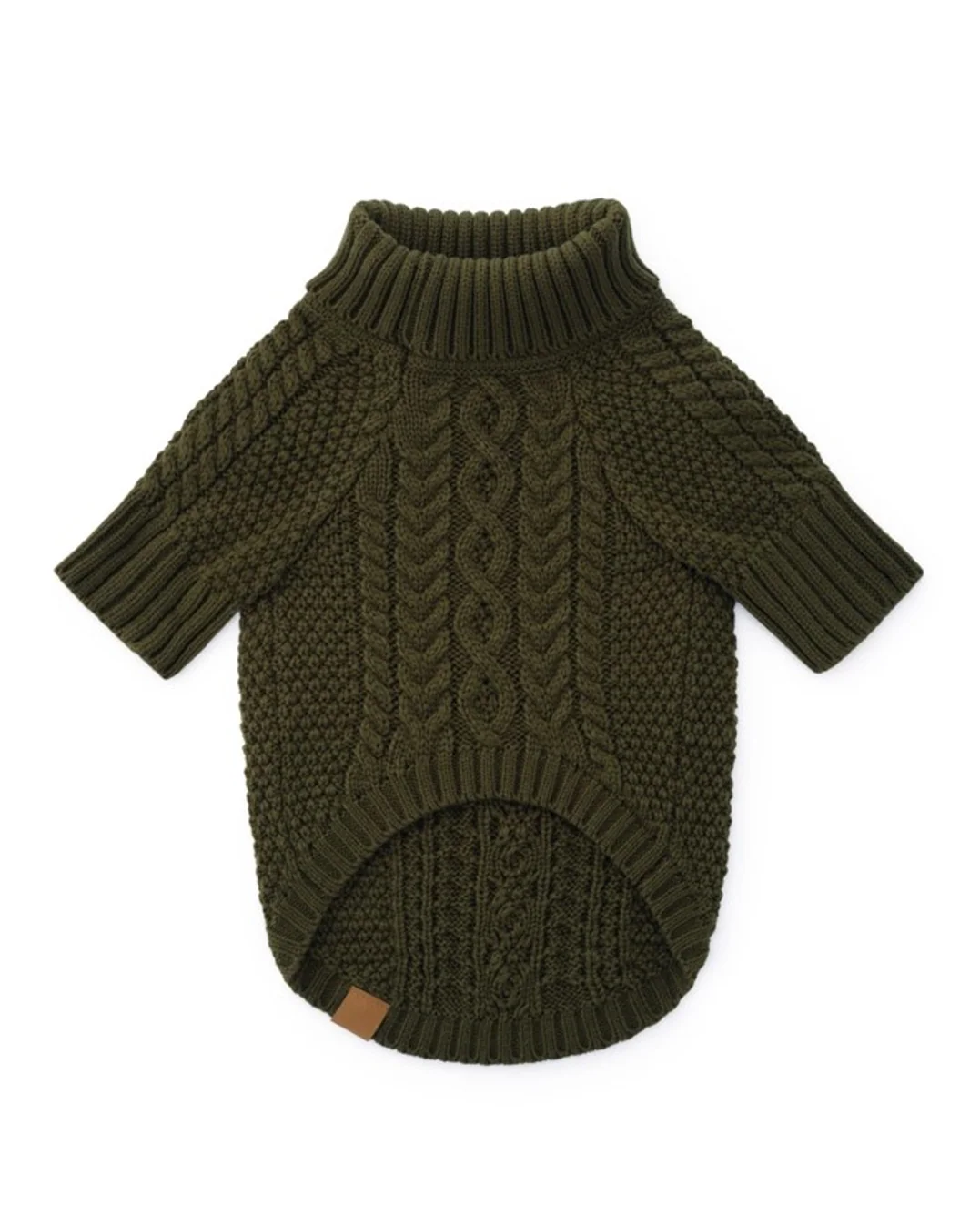 Olive You A Lot Green Cable Knit Dog Sweater - Image 2