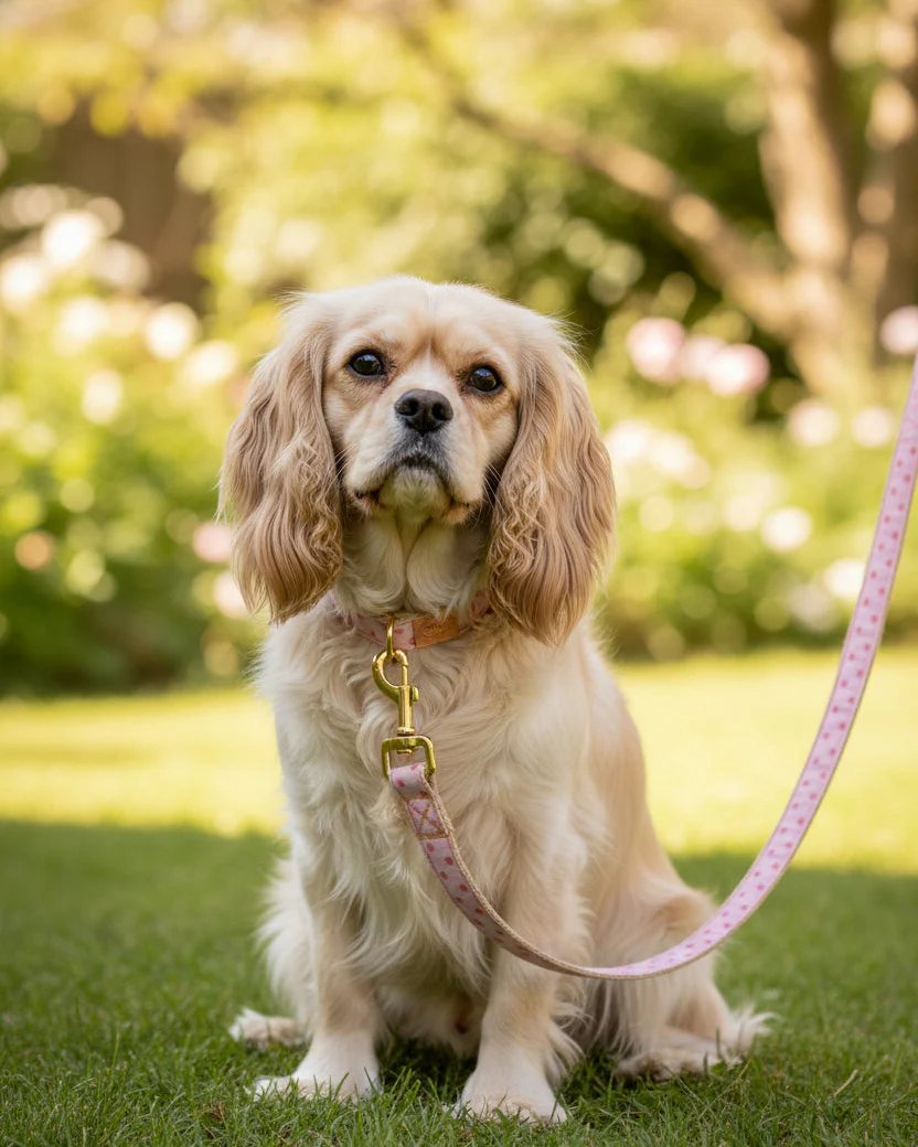 Sunny Stroll Raspberry Dot Dog Leash - Image 2
