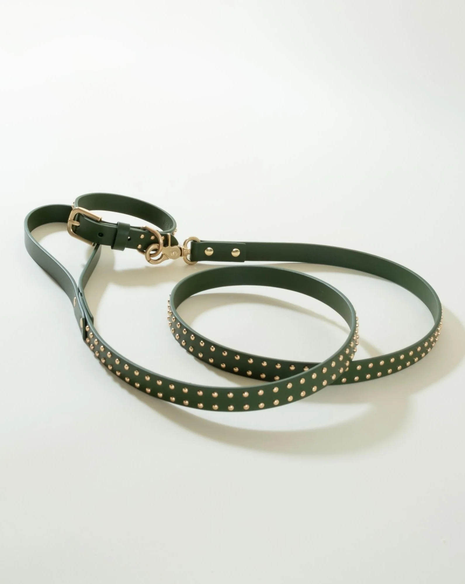 What a Stud Olive Leather Dog Leash - Image 2