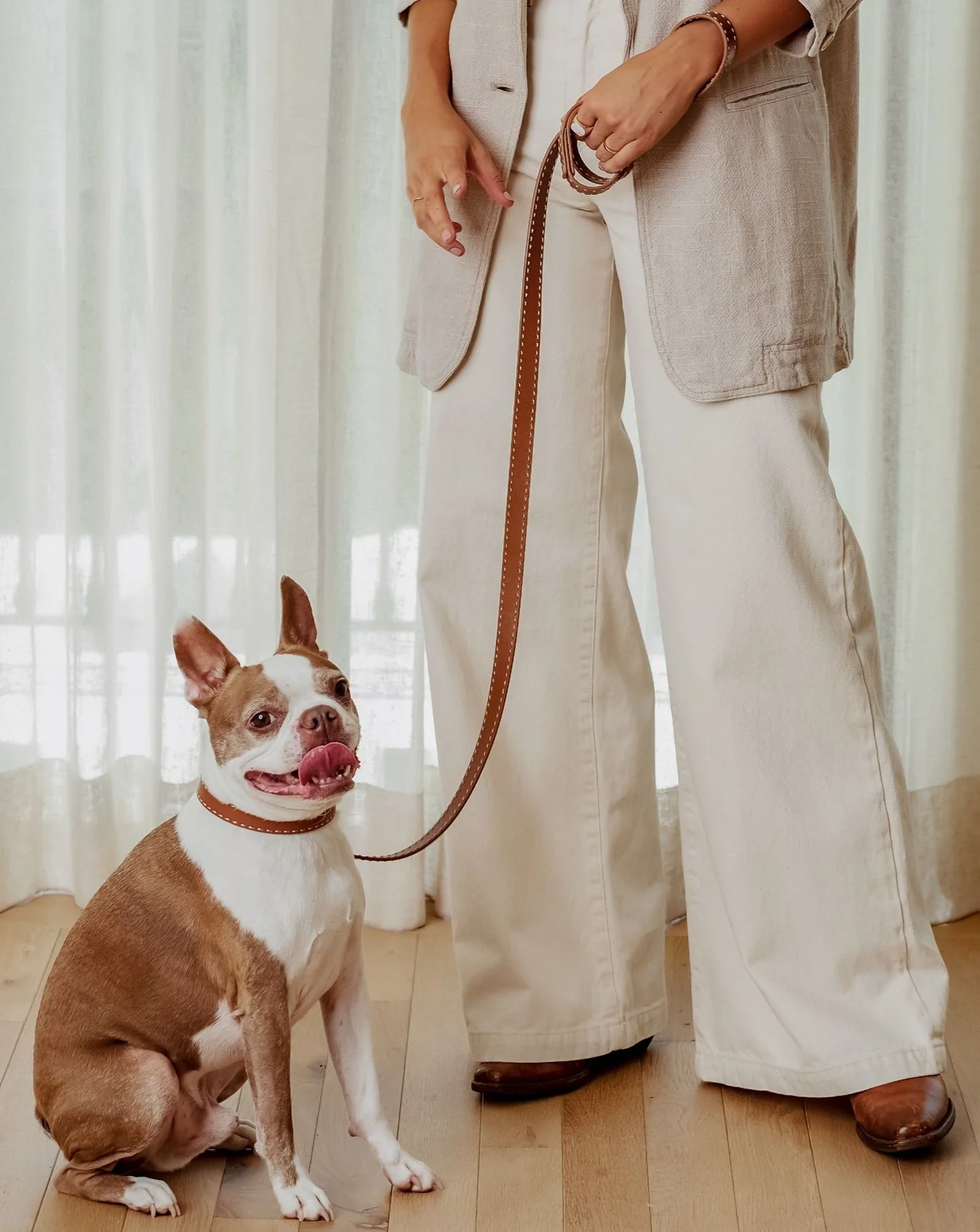 Take the Lead Tan Leather Dog Leash - Image 4