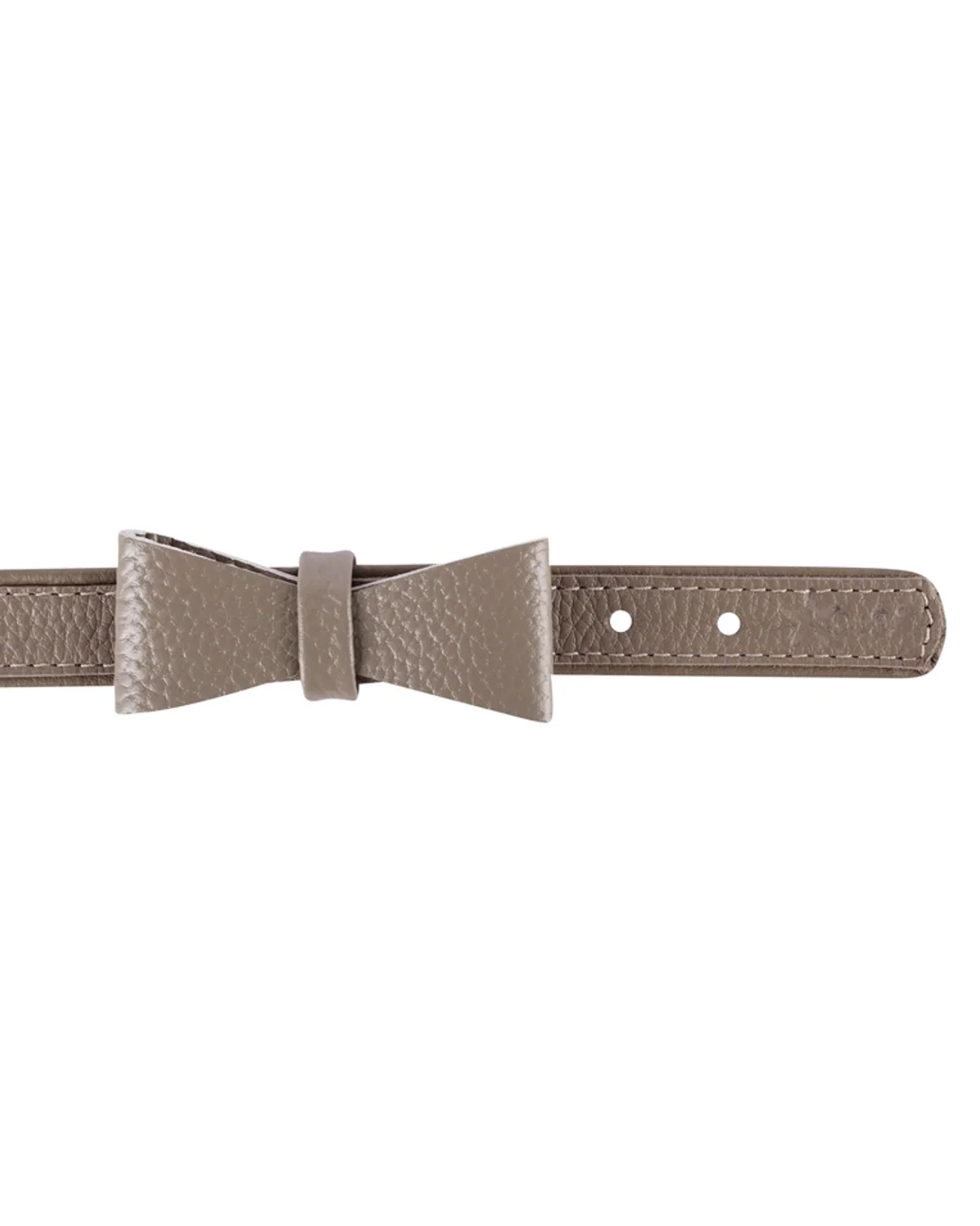 Demure Dog Taupe Leather Bow Tie - Image 3