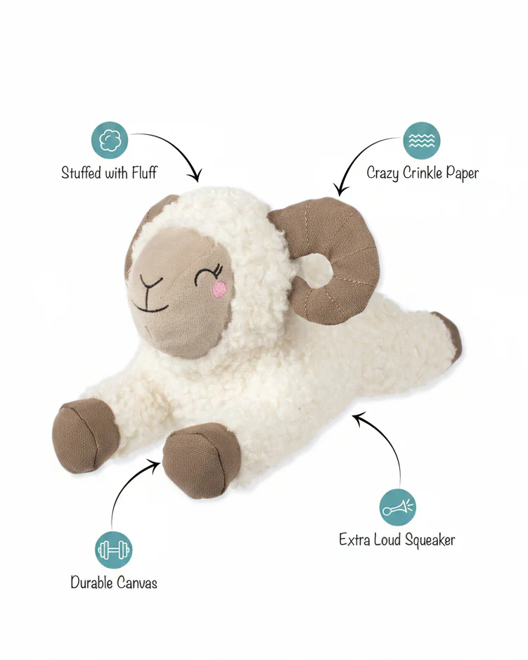 You Herd Me Bighorn Sheep Fuzzy Dog Toy - Image 3